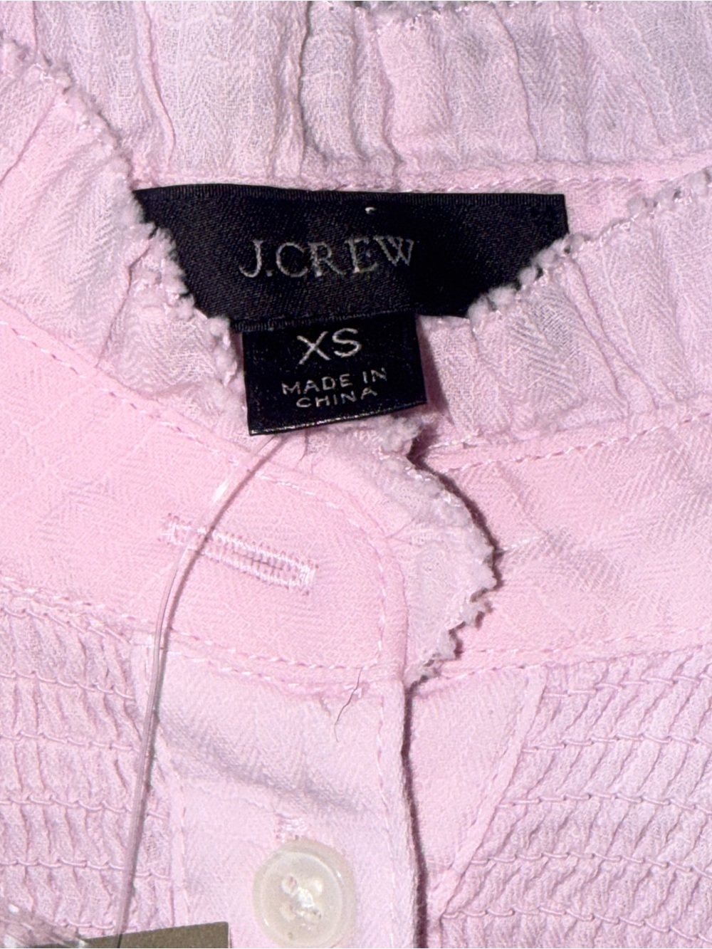 J.Crew NWT Pink Smocked Ruffle Neck Cotton Blouse XS Long Sleeve Boho Top - Picture 10 of 12